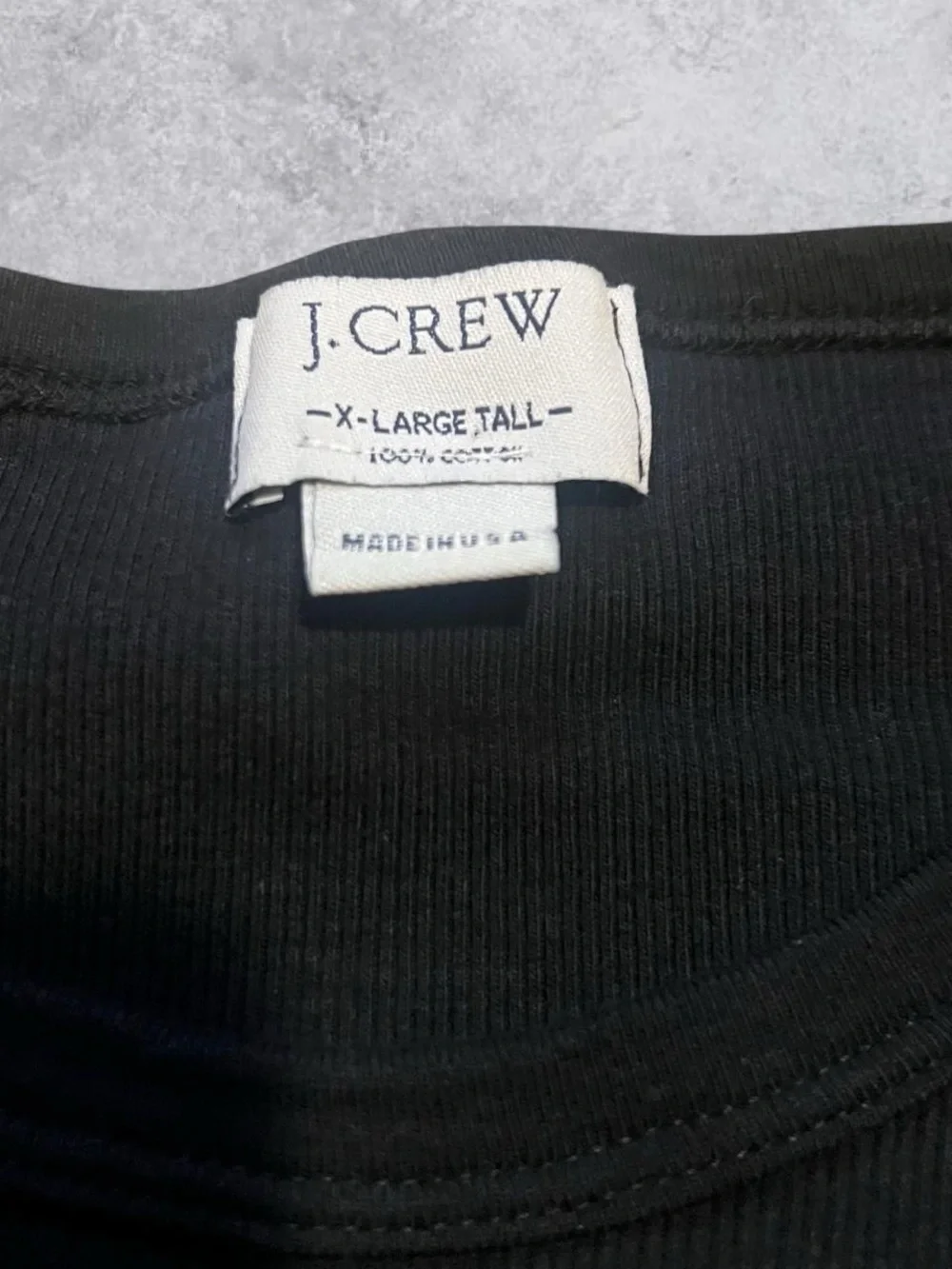 Vintage 90s J.Crew T-Shirt Men’s XLT Ribbed Black Made In USA 100% Cotton Fit